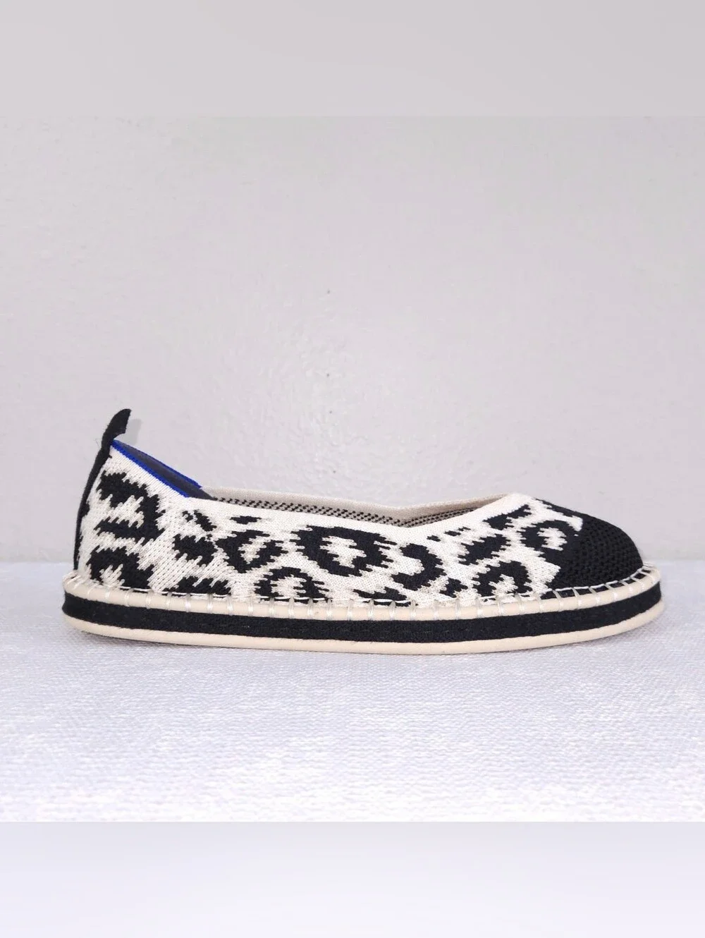 Rothy's The Espadrille Flats US 8.5 Sandy Cat Leopard Print Natural Hemp Slip-On